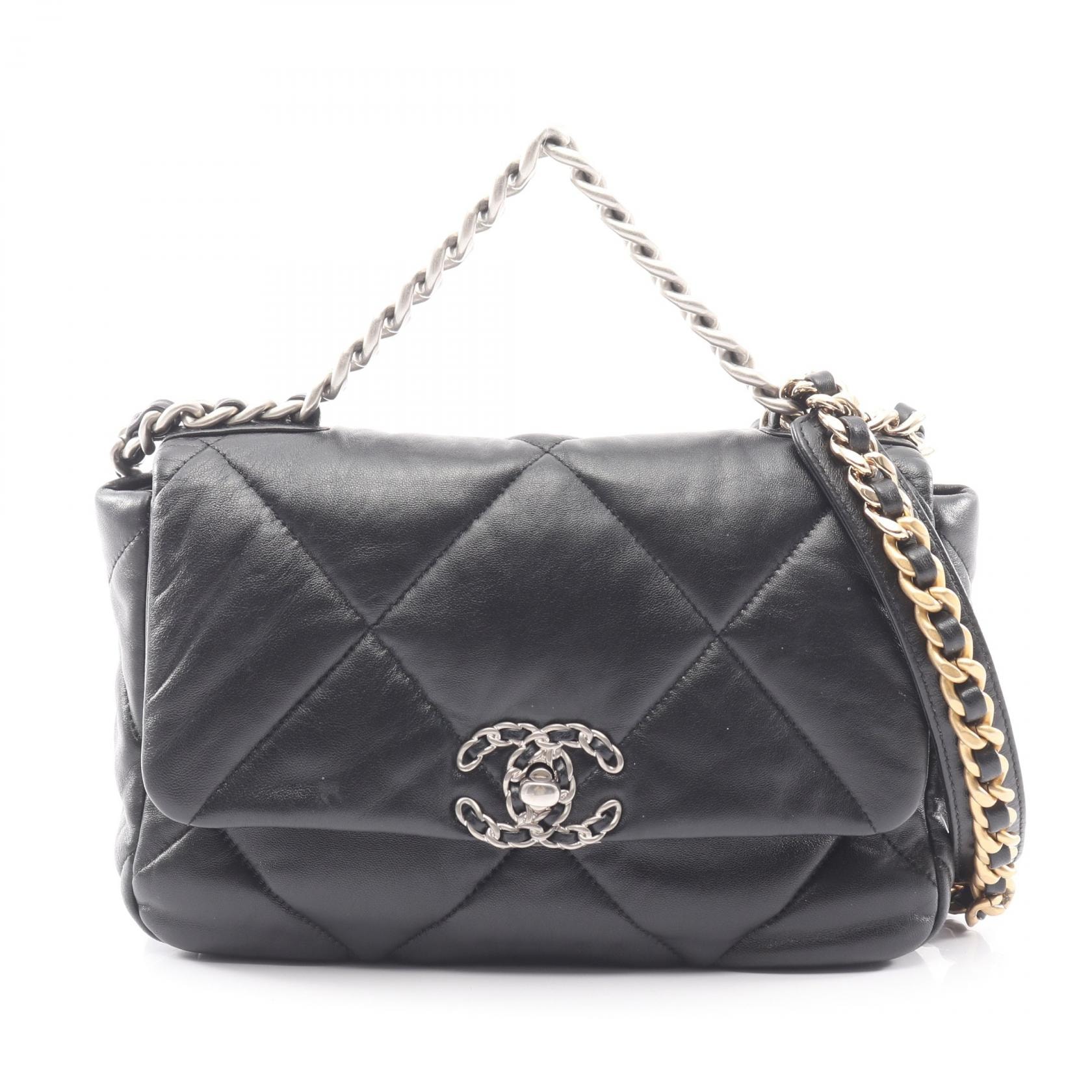 シャネル CHANEL 19 ディズヌフ マトラッセ コンビ金具 2WAY ショルダーバッグ バッグ ラムスキン(羊革) レディース ブラック系 AS1160 【中古】