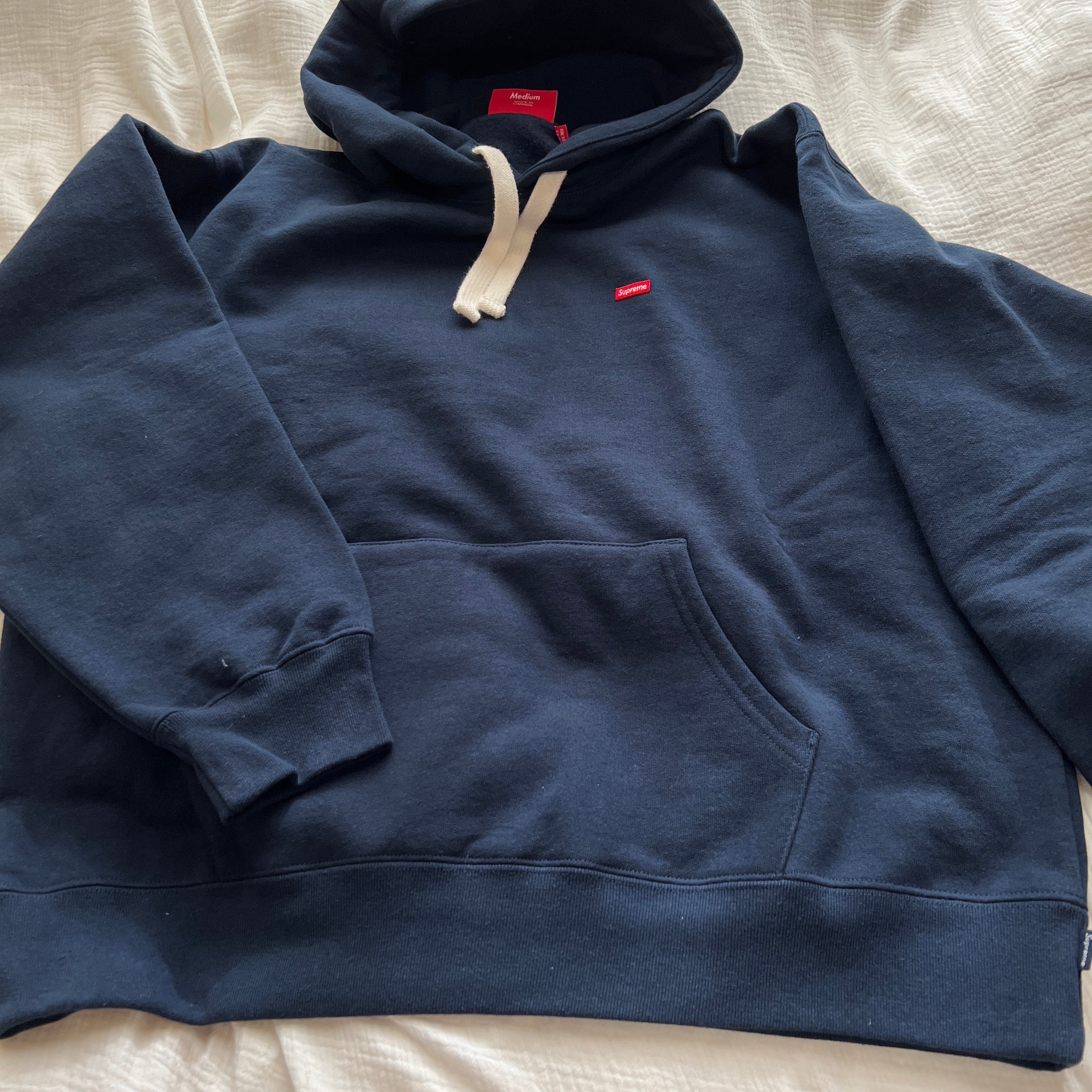 Supreme Small Box Drawcord Hooded Sweatshirt "Navy"