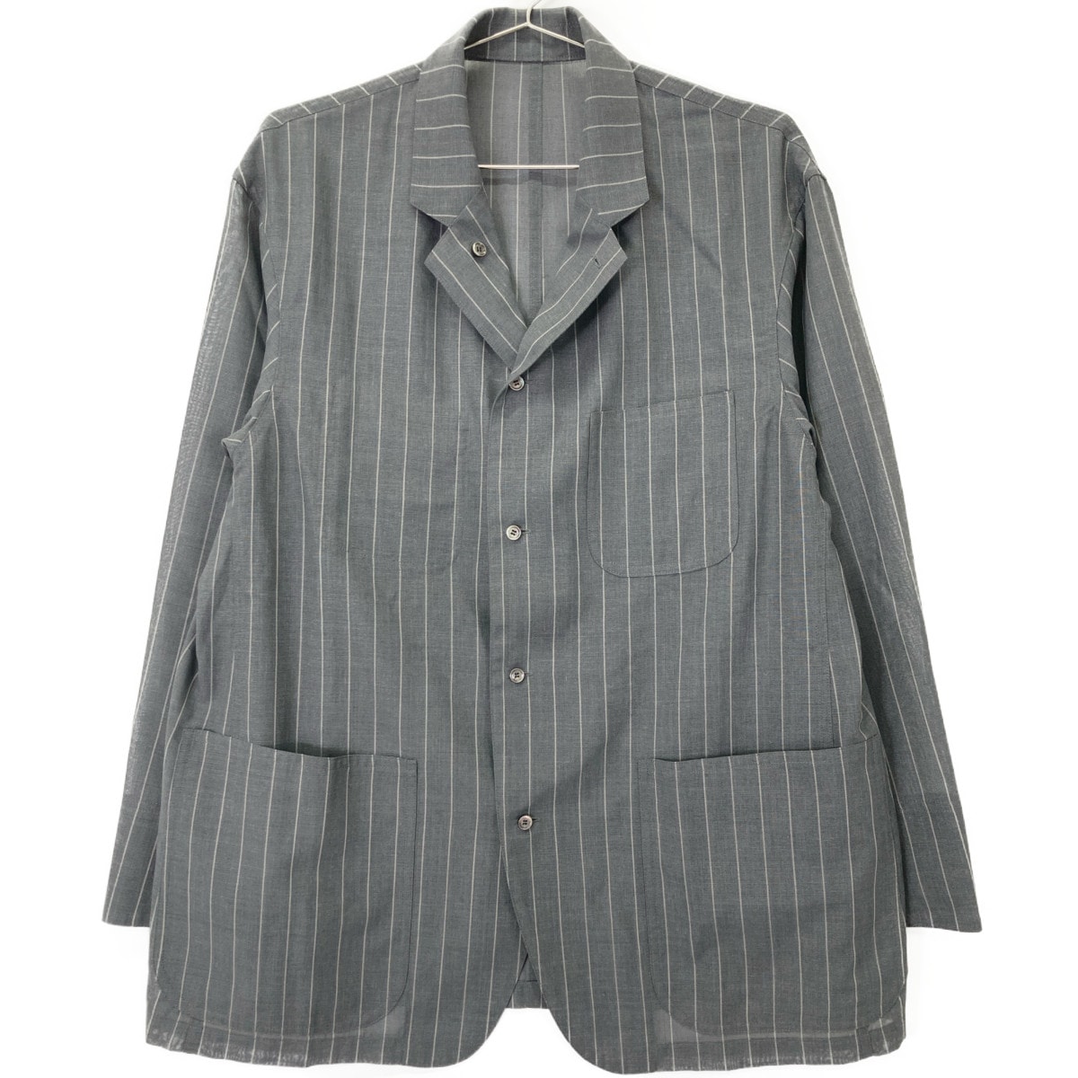 ビューティフルピープル グレー wool silk stripe shirtjacket リバーシブルジャケット 36