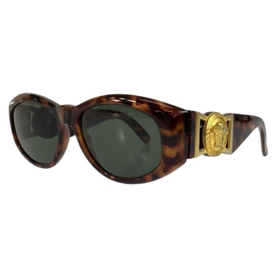 VERSACE ヴェルサーチ メデューサ ブラウン ゴールド プラスチック サングラス 男女兼用 オーバル 602736 【中古】