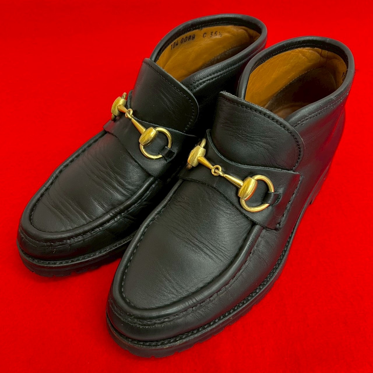 GUCCI グッチ ホースビット 金具 レザー ブーツ ブラック
 52023