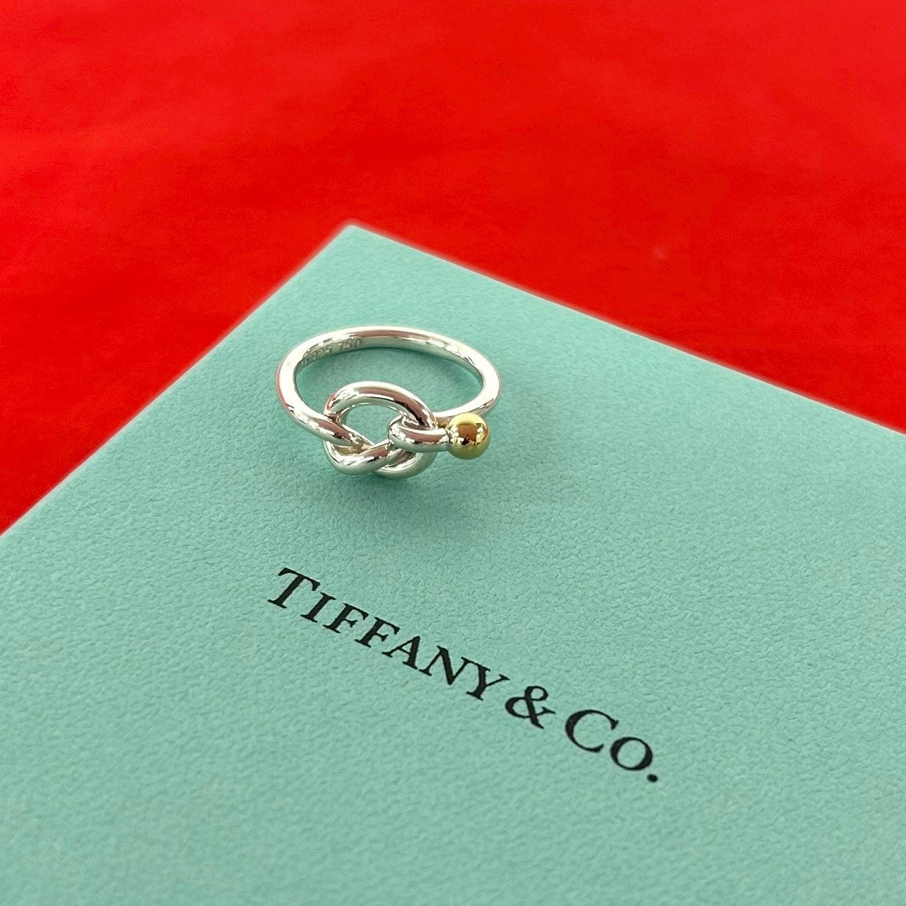 TIFFANY&Co. ティファニー ラブノット リング シルバー925 K18イエローゴールド リング・指輪 9号 シルバー
 b1800