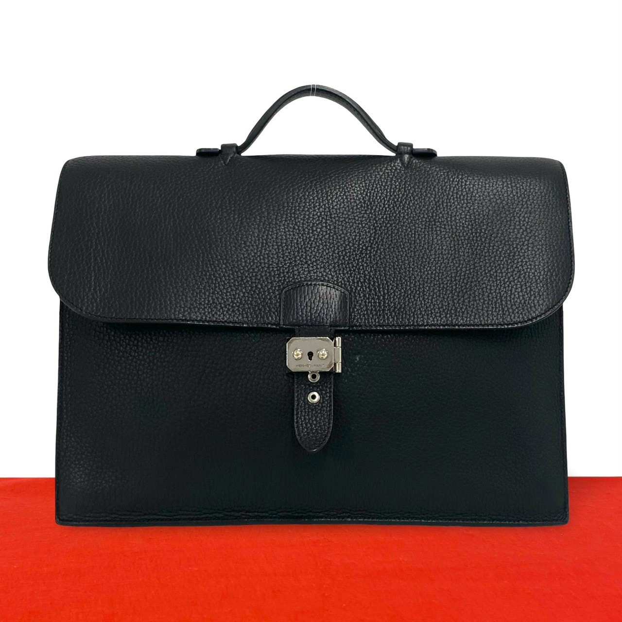 HERMES エルメス サックアデペッシュ 41 フィヨルド ビジネスバッグ ブラック
 nj7-5