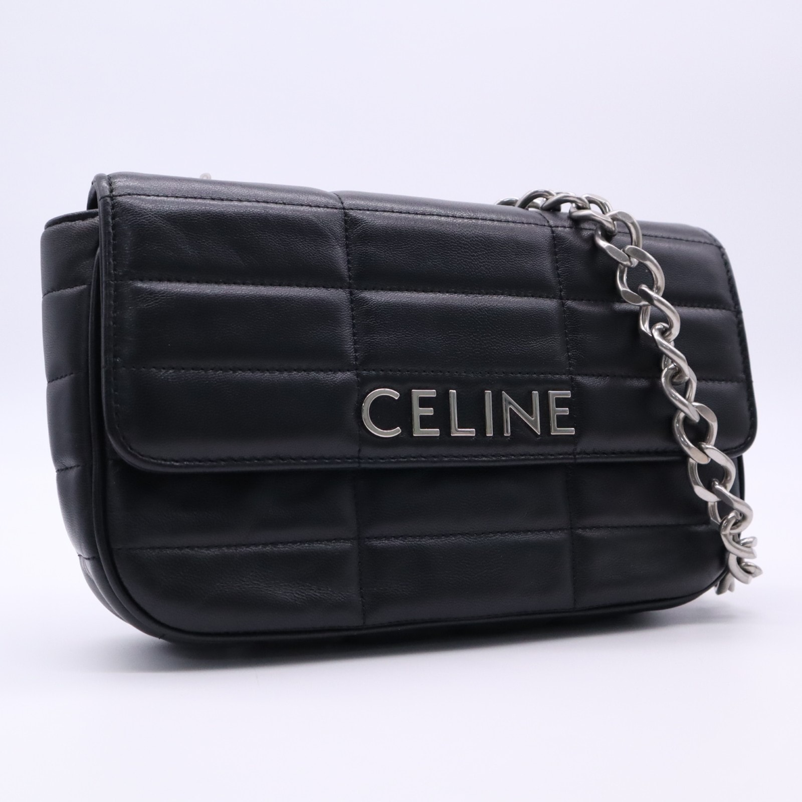 美品 CELINE セリーヌ カーフスキン モノクローム チェーンショルダーバッグ 111273EYD ショルダーバッグ ブラック カーフレザー レディース