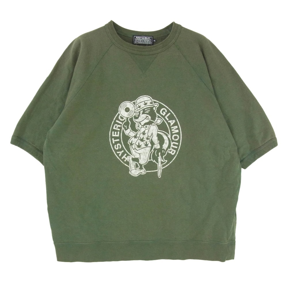 HYSTERIC GLAMOUR ヒステリックグラマー 02231CS04 SKUNK RECORDS 半袖 スウェット グリーン系 XL【中古】