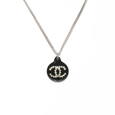 シャネル CHANEL 03A 2003 ココマーク 黒 サークル ラインストーン ネックレス【中古】
