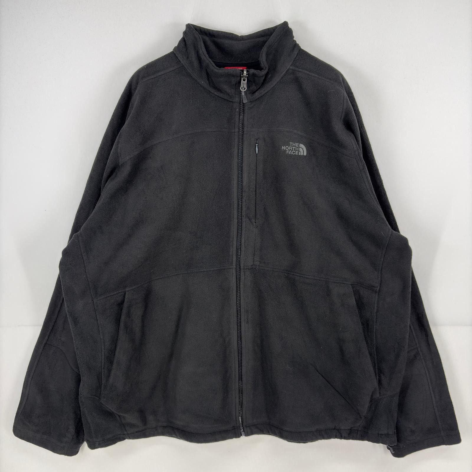 古着 ザ・ノースフェイス THE NORTH FACE フリース ジャケット フルジップ ワンポイント ロゴ 刺繍 大きいサイズ 2XL  ブラック メンズ