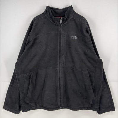 古着 ザ・ノースフェイス THE NORTH FACE フリース ジャケット フルジップ ワンポイント ロゴ 刺繍 大きいサイズ 2XL ブラック メンズ
