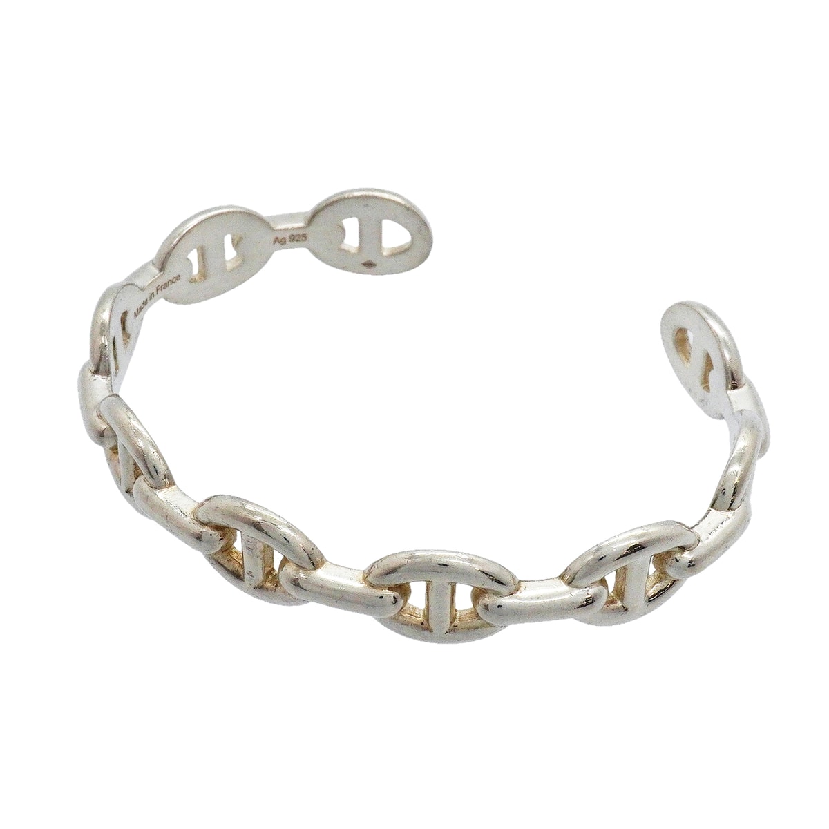 Hermes Chaine D'ancre Enchainee Bracelet Bangle "Silver"