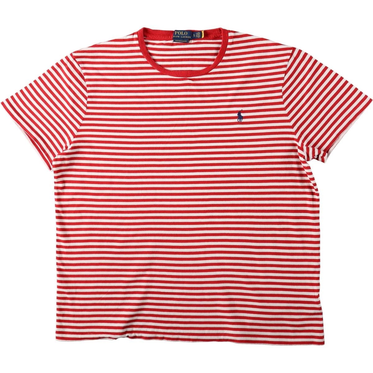 古着 ラルフローレン Ralph Lauren POLO RALPH LAUREN CUSTOM SLIM FIT 半袖 ボーダーTシャツ メンズXL相当/eaa672096