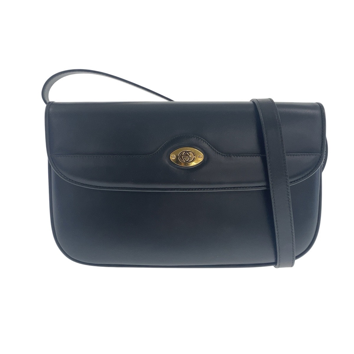 美品 GUCCI グッチ ブラック 黒 ゴールド金具 レザー ショルダーバッグ クラッチバッグ 602430 【中古】