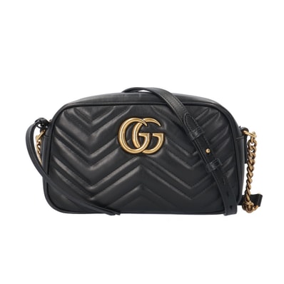 グッチ GGマーモント ショルダーバッグ レザー 447632 ブラック レディース GUCCI 中古