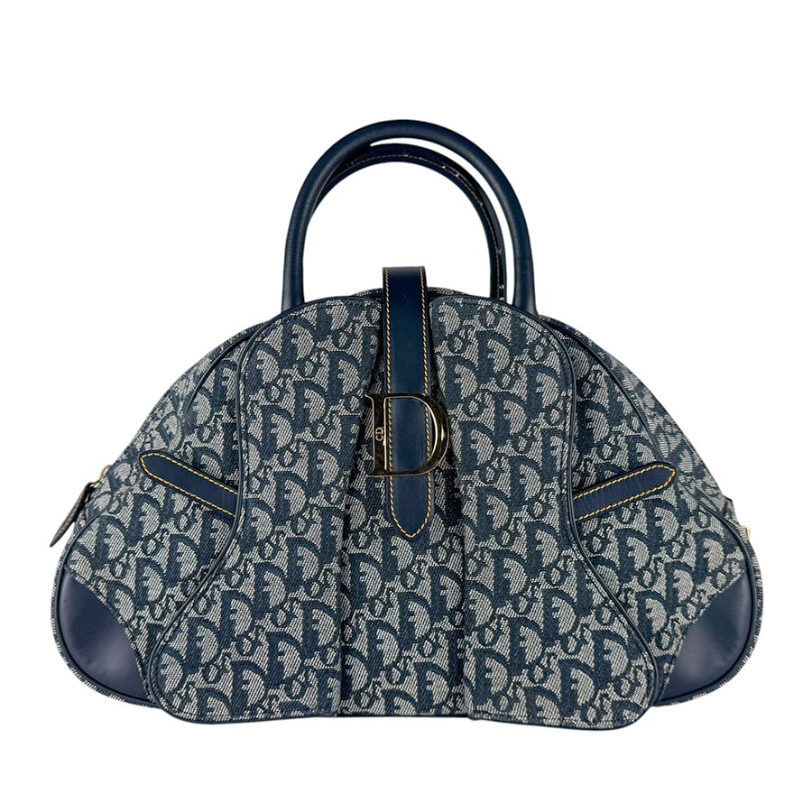 クリスチャンディオール Christian Dior ハンドバッグ トロッター キャンバス/レザー ネイビー レディース【中古】 z10655