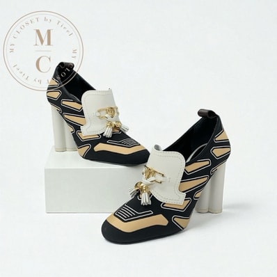 ルイヴィトン LOUIS VUITTON スウィフトライン モノグラム パンプス 靴 シューズ レザー ファブリック ブラック ベージュ ホワイト LVロゴ