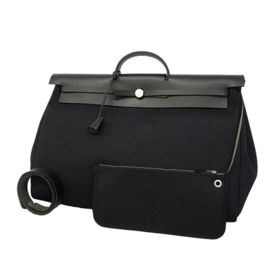 ★SALE【6hd3960】エルメス ハンドバッグ エールバッグジップ50 トワルミリタリー ブラック シルバー金具 W刻印【中古】メンズ レディース ユニセックス