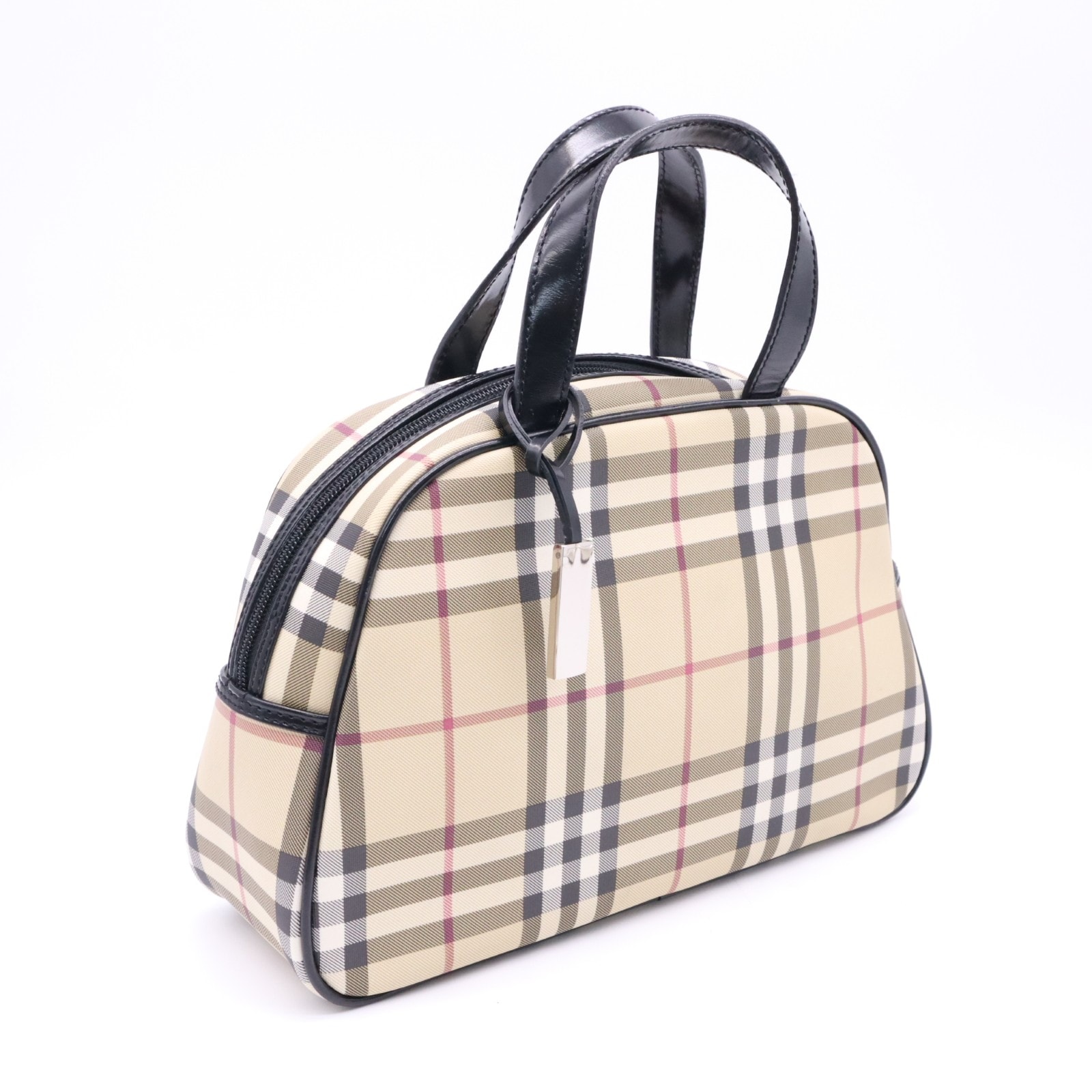 美品 BURBERRY バーバリー ノバチェック ハンドバッグ - ハンドバッグ ベージュ ブラック レッド ノバチェック レディース