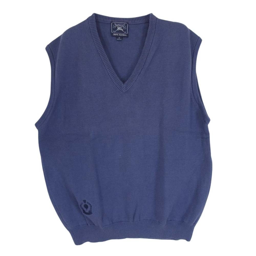 BURBERRY バーバリー ニット burberrys ロゴ 刺繍 Vネック ニット ベスト ネイビー系 M【中古】