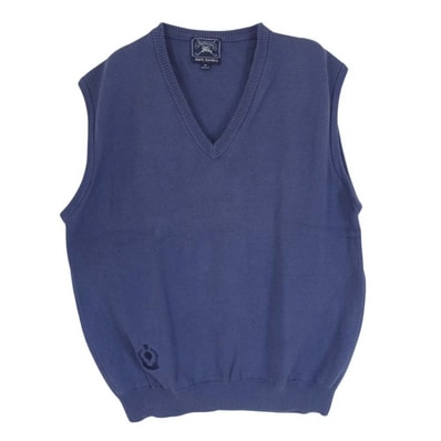 BURBERRY バーバリー ニット burberrys ロゴ 刺繍 Vネック ニット ベスト ネイビー系 M【中古】