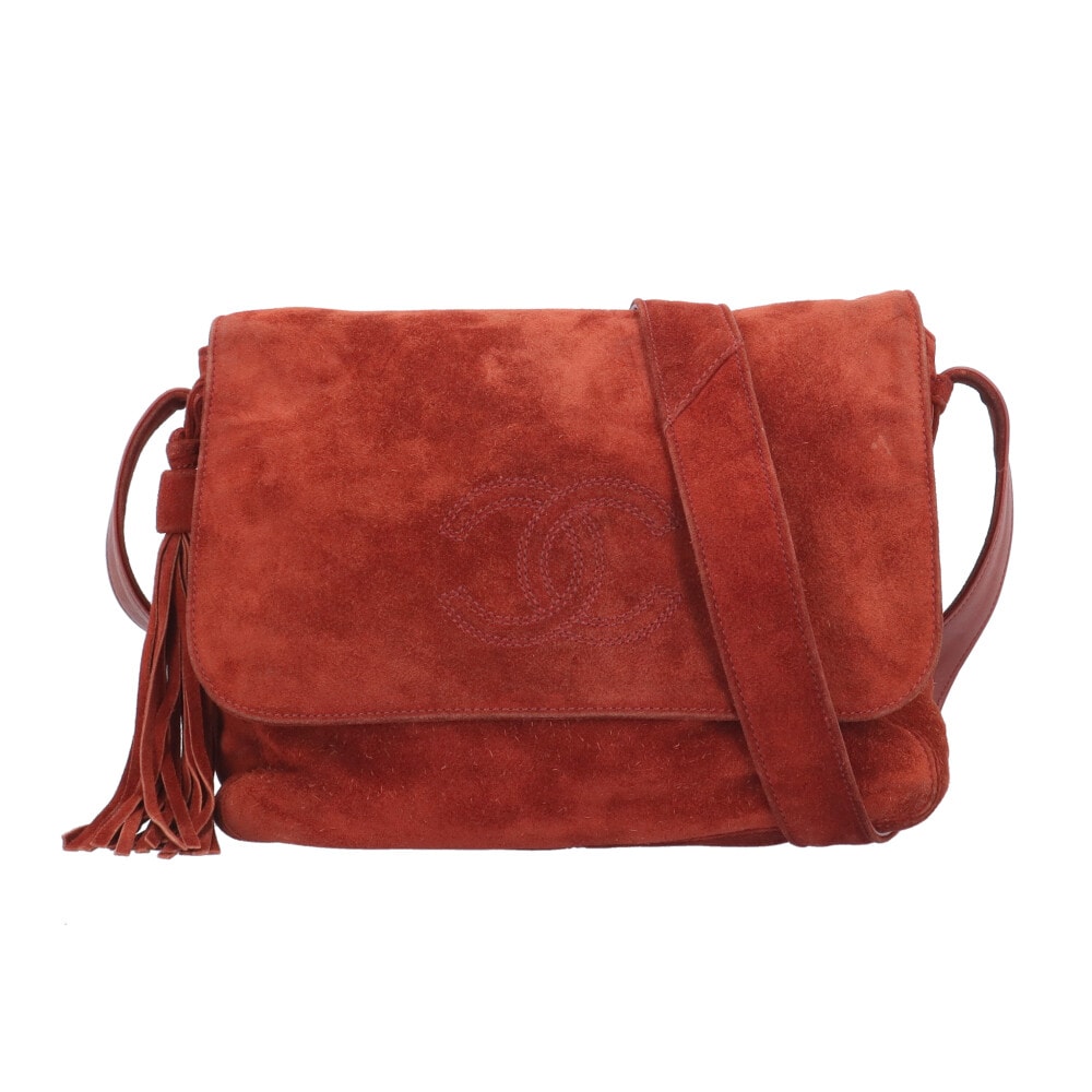シャネル ショルダーバッグ スウェード レッド レディース CHANEL 中古