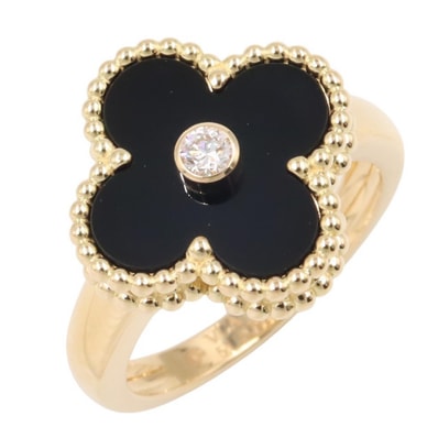 ヴァンクリーフ&アーペル Van Cleef & Arpels ヴィンテージアルハンブラ リング 1PD オニキス リング・指輪 ジュエリー K18(イエローゴールド) ダイヤモンド オニキス レディース ゴールド系 / ブラック系 /