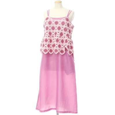 【中古】コムデギャルソン コムデギャルソン COMME des GARCONS COMME des GARCONS 2023年春夏 レース編み レイヤード ワンピース ピンクラベンダー【サイズM】【レディース】