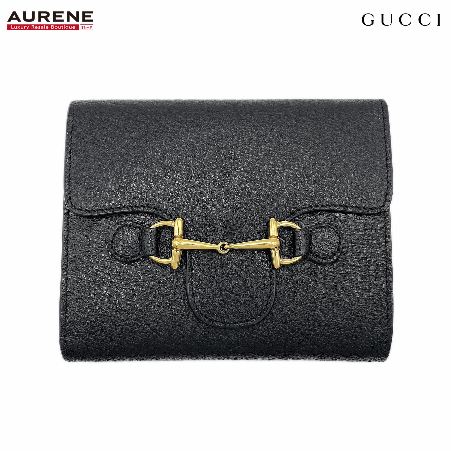GUCCI グッチ 三つ折り財布 オールド ヴィンテージ ホースビット コンパクトウォレット レザー ブラック ユニセックス
【中古】