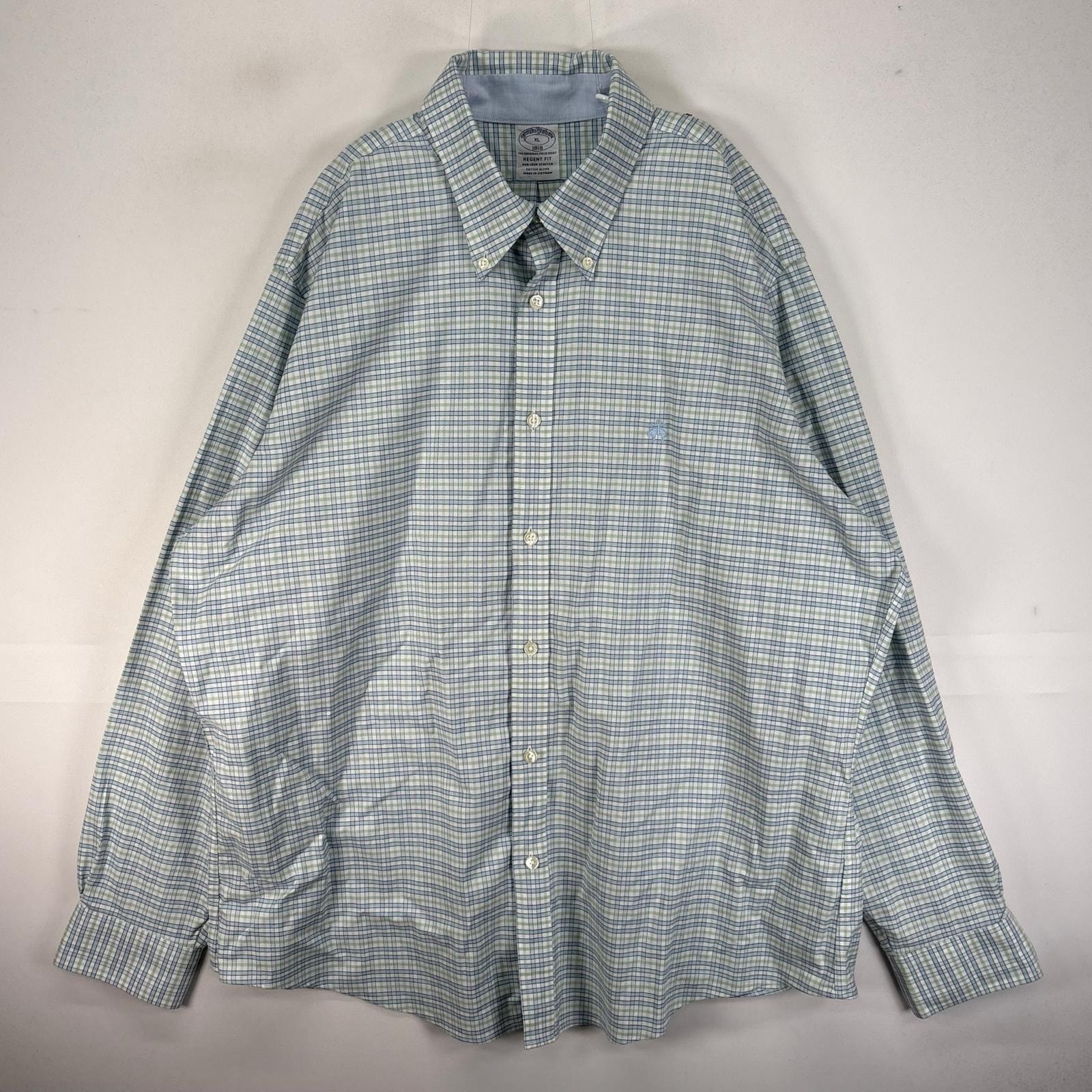 古着 ブルックスブラザーズ Brooks Brothers 長袖シャツ ワンポイント ボタンダウン XL  ブルー系 チェック メンズ
