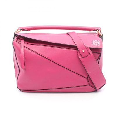 ロエベ LOEWE パズルバッグ ミディアム 2WAY ハンドバッグ バッグ レザー レディース ピンク系 【中古】