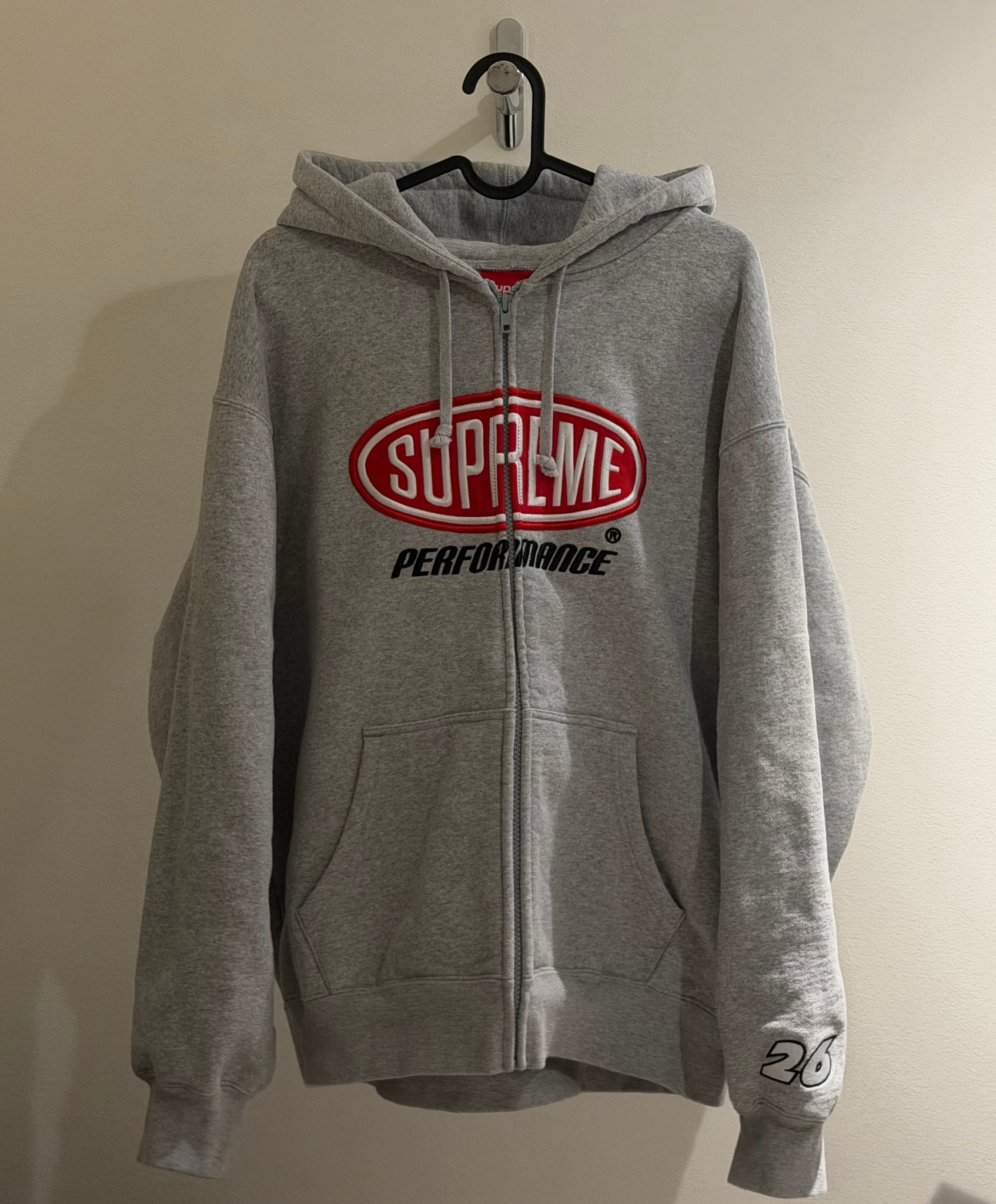 Supreme Performance Zip Up Hooded Sweatshirt "Heather Grey"