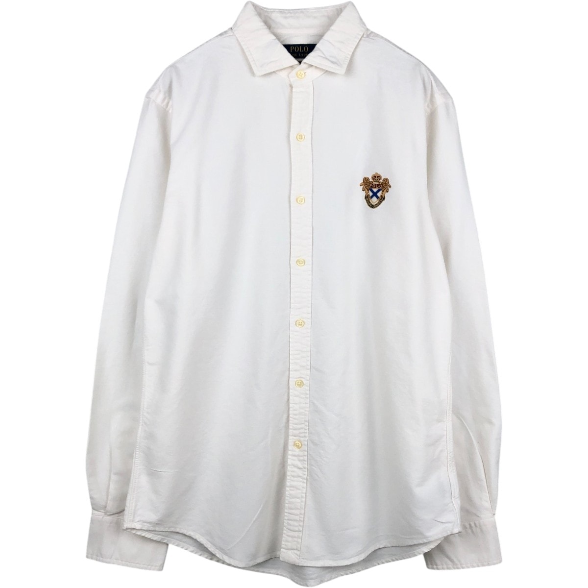 古着 ラルフローレン Ralph Lauren SLIM FIT ワイドカラー 長袖 コットンシャツ メンズL相当/eaa676900