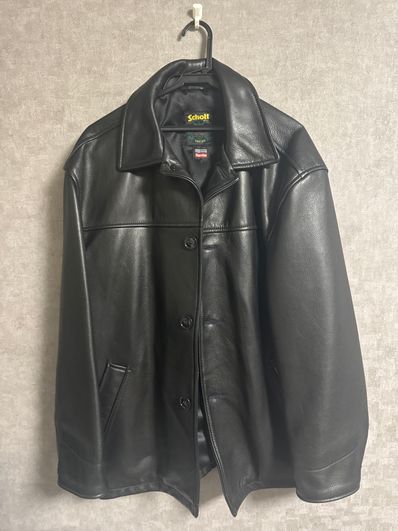 Supreme / Schott Leather Car Coat "Black"
