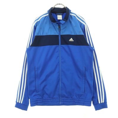 adidas アディダス ロゴ 長袖 ジップジャケット M ブルー