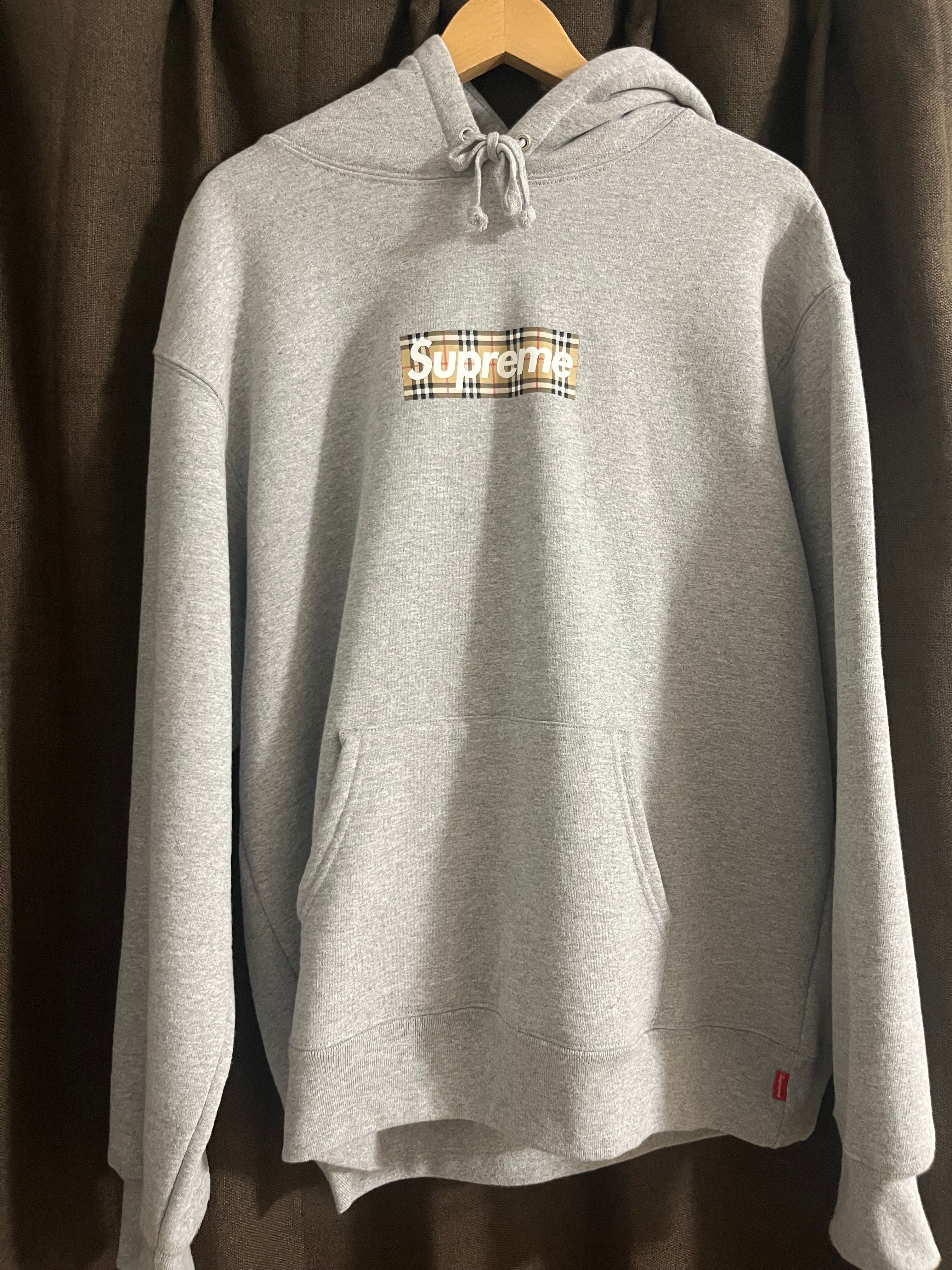 Supreme / Burberry Box Logo Hooded Sweatshirt "Heather Grey"