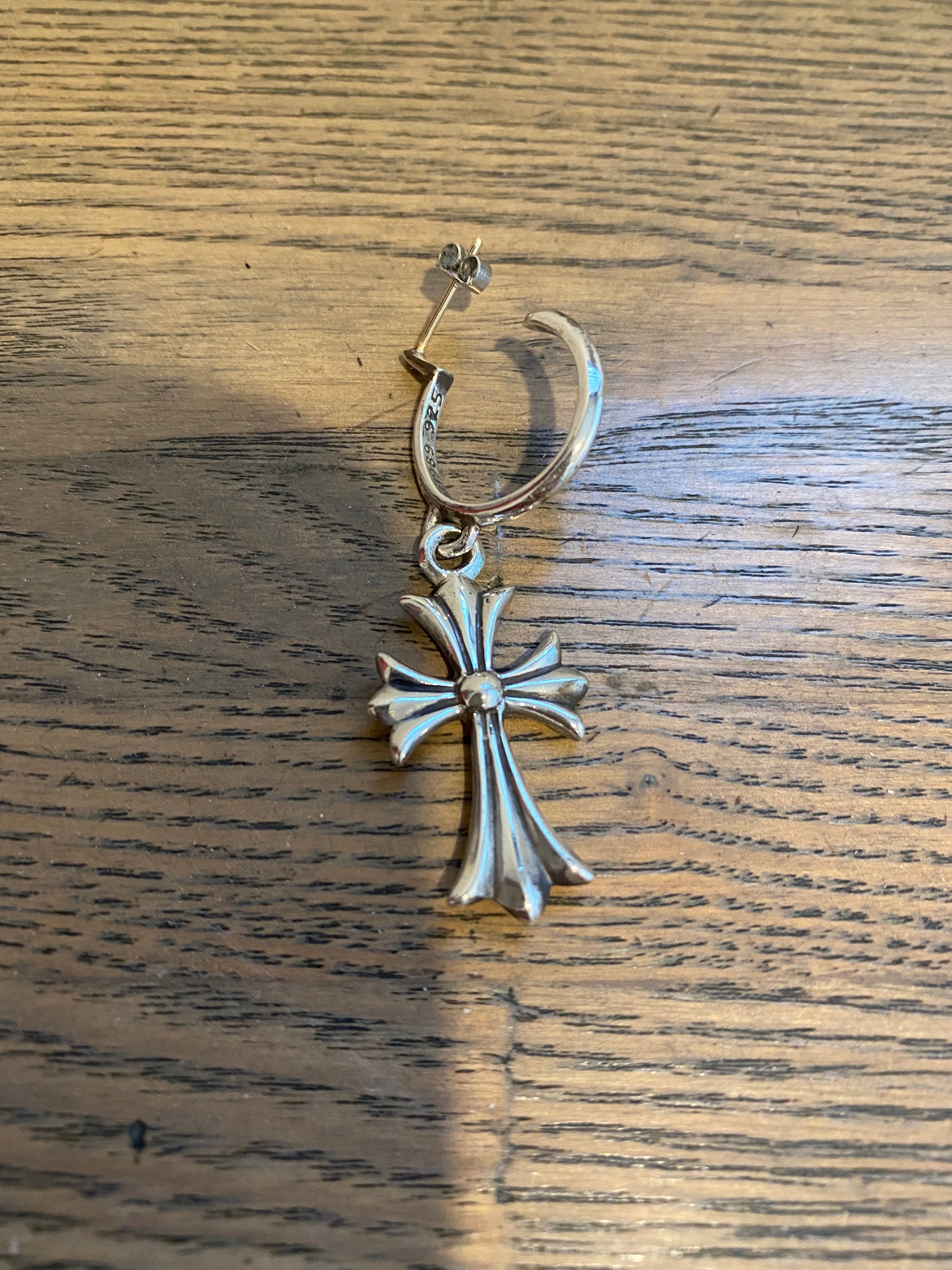 Chrome Hearts Hoop CH Cross Earrings "Silver"