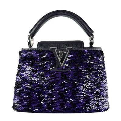 ルイ ヴィトン LOUIS VUITTON ハンドバッグ ショルダーバッグ カプシーヌMINI スパンコール/レザー ブラック/パープル レディース M41805【中古】 z10303