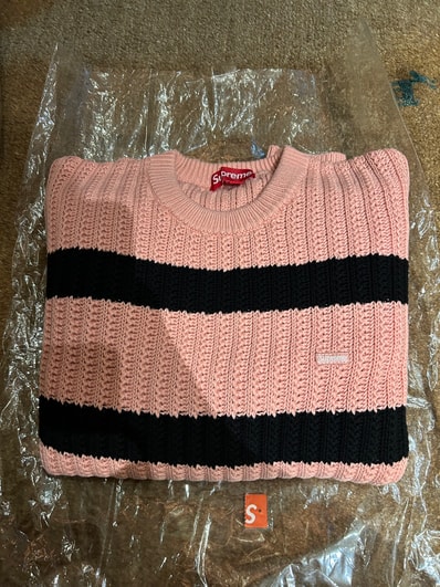 Supreme Loose Gauge Stripe Small Box Sweater "Pink"