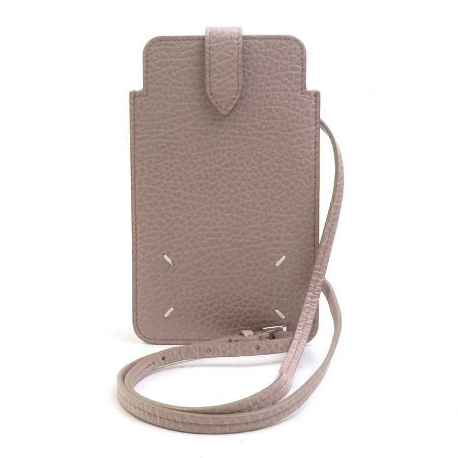 メゾンマルジェラ Maison Margiela スマートフォンケース スマホホルダー フォンホルダー レザー ライトブラウン ユニセックス【中古】 r11269k