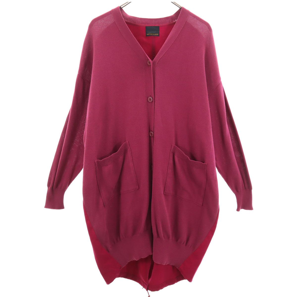HYSTERIC GLAMOUR ヒステリックグラマー 日本製 長袖 ニットカーディガン F マゼンタピンク