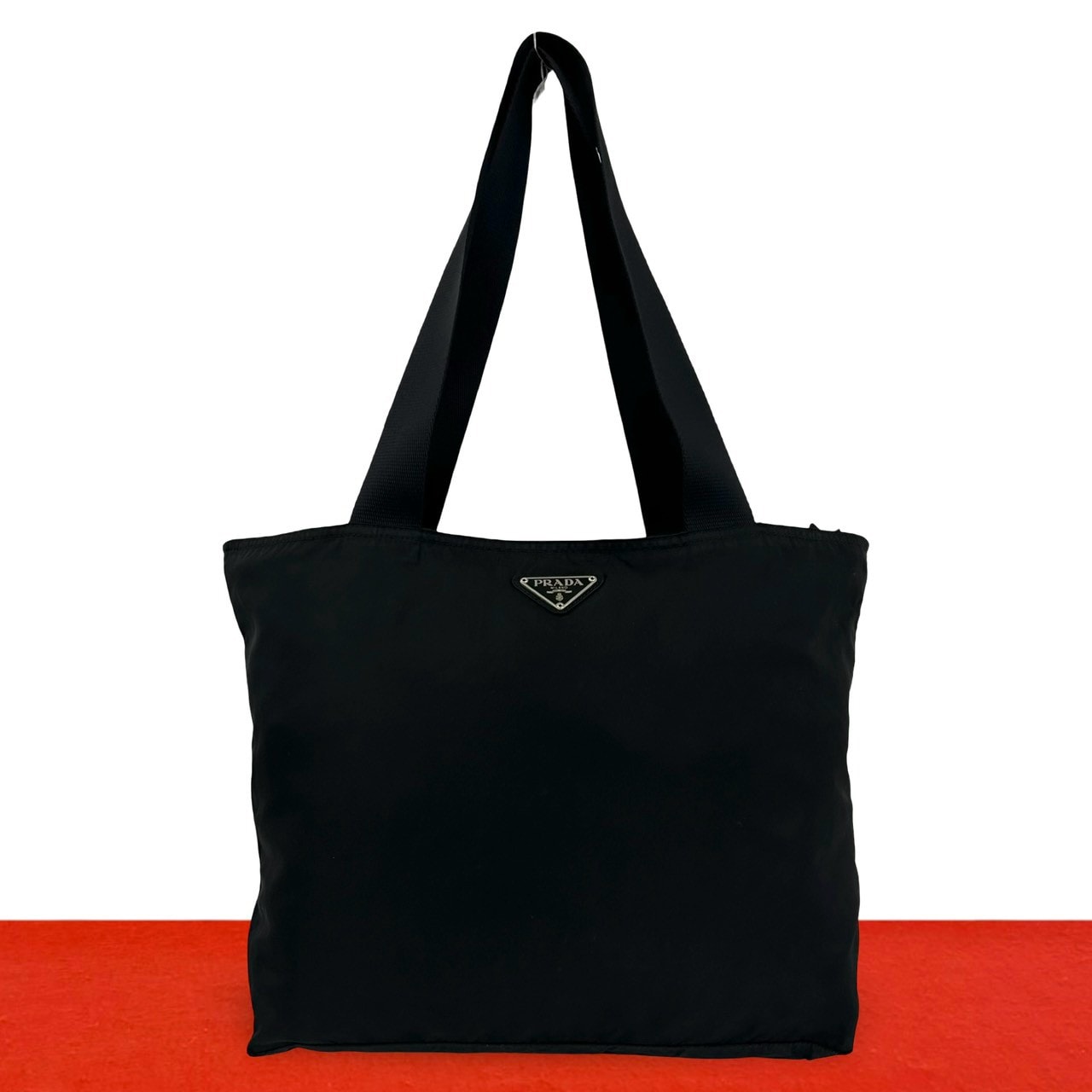 PRADA プラダ 三角ロゴ 金具 ナイロン レザー トートバッグ ブラック
91966