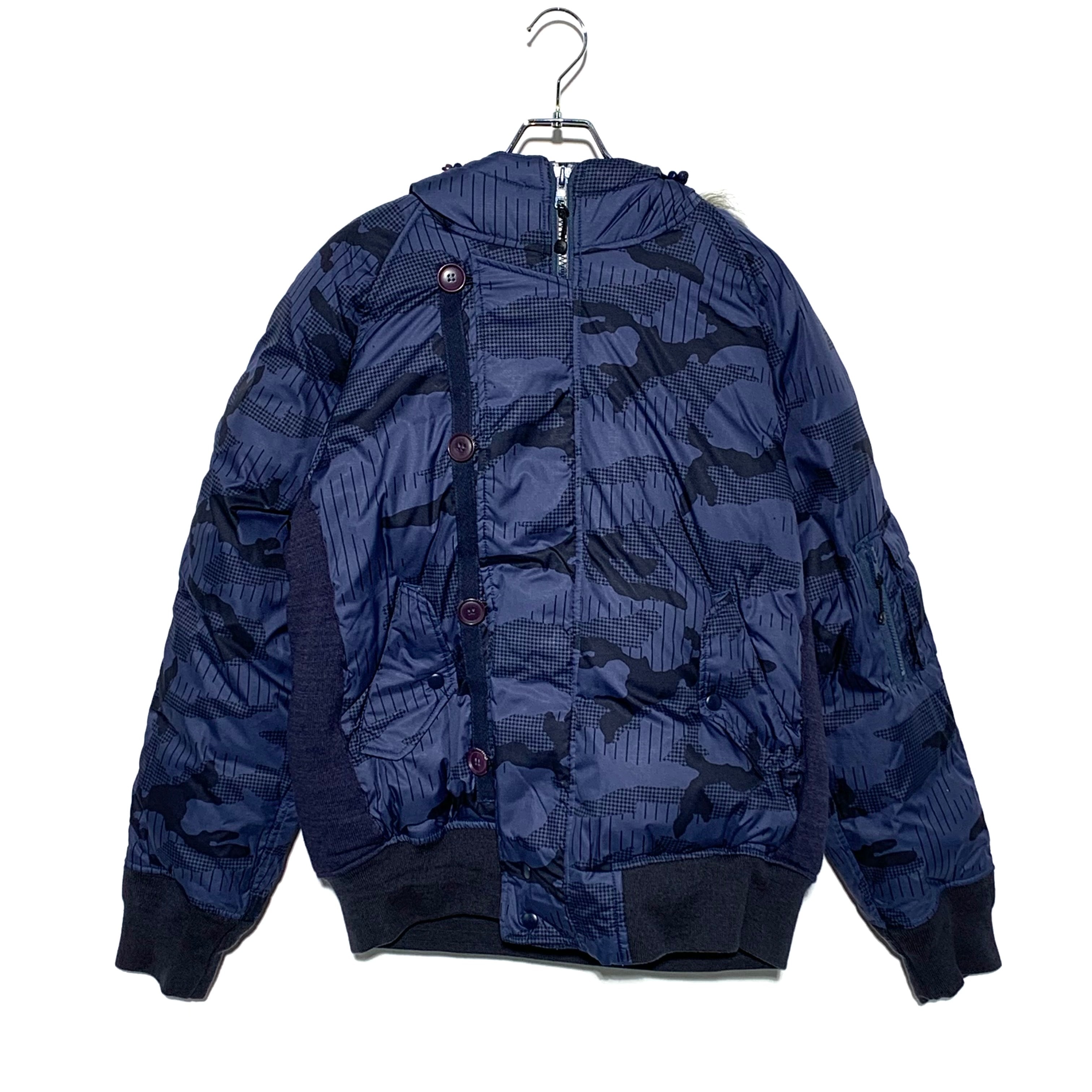  STUSSY N2B MILITARY CAMO FUR DOWN JACKET Blue