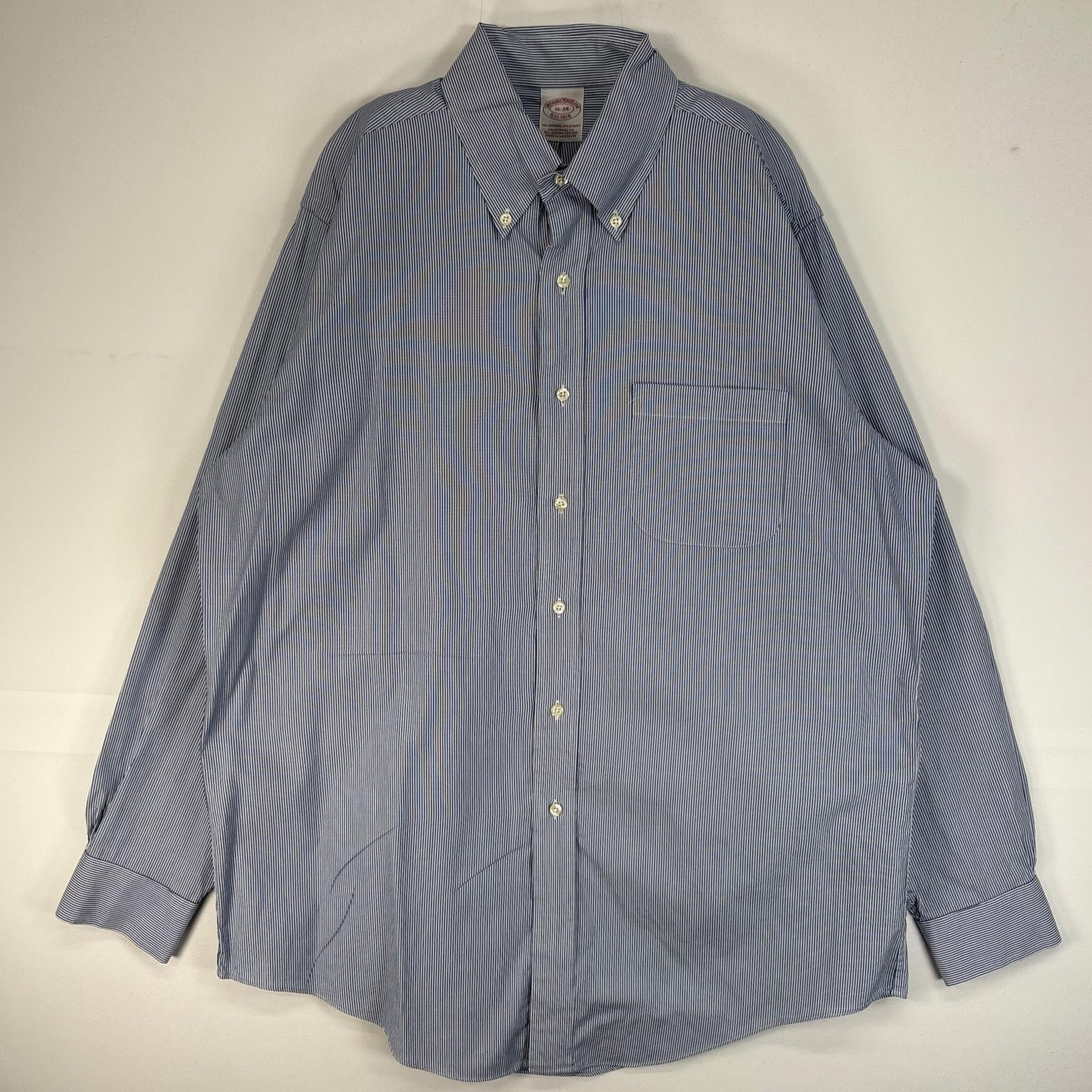 古着 ブルックスブラザーズ Brooks Brothers 長袖シャツ 胸ポケ TRADITIONAL FIT ボタンダウン L  ネイビー系 ストライプ メンズ