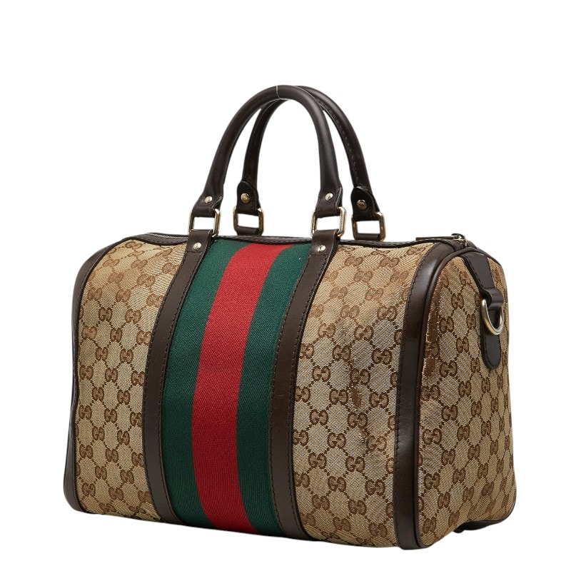 GUCCI グッチ 247205 GGキャンバス シェリーライン ボストンバッグ C (やや傷や汚れあり)】グッチ GGキャンバス シェリーライン ミニ