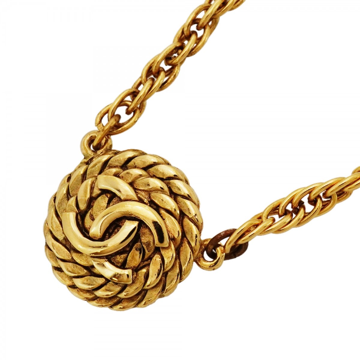 【6jdb0327-k】シャネル ネックレス ヴィンテージ ココマーク 丸型 サークル GPメッキ ゴールド【中古】レディース