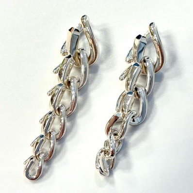 ティファニー TIFFANY&Co. ピアス フォージ ドロップ リンク 72549899 ハイポリッシュ スターリングシルバー Ag925【鑑定済み】正規品