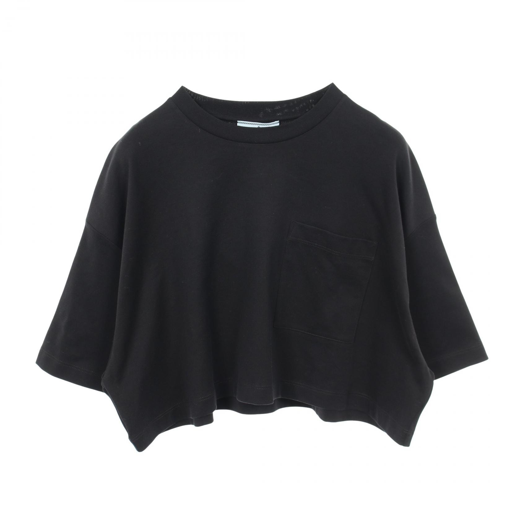 プラダ PRADA クロップド 半袖Tシャツ 衣料品 トップス コットン レディース ブラック系 【中古】