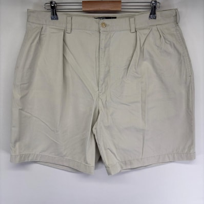 古着 ポロバイラルフローレン Polo by Ralph Lauren パンツ ハーフ ショート ツータック ジップ ポロチノ w38 アイボリー メンズ