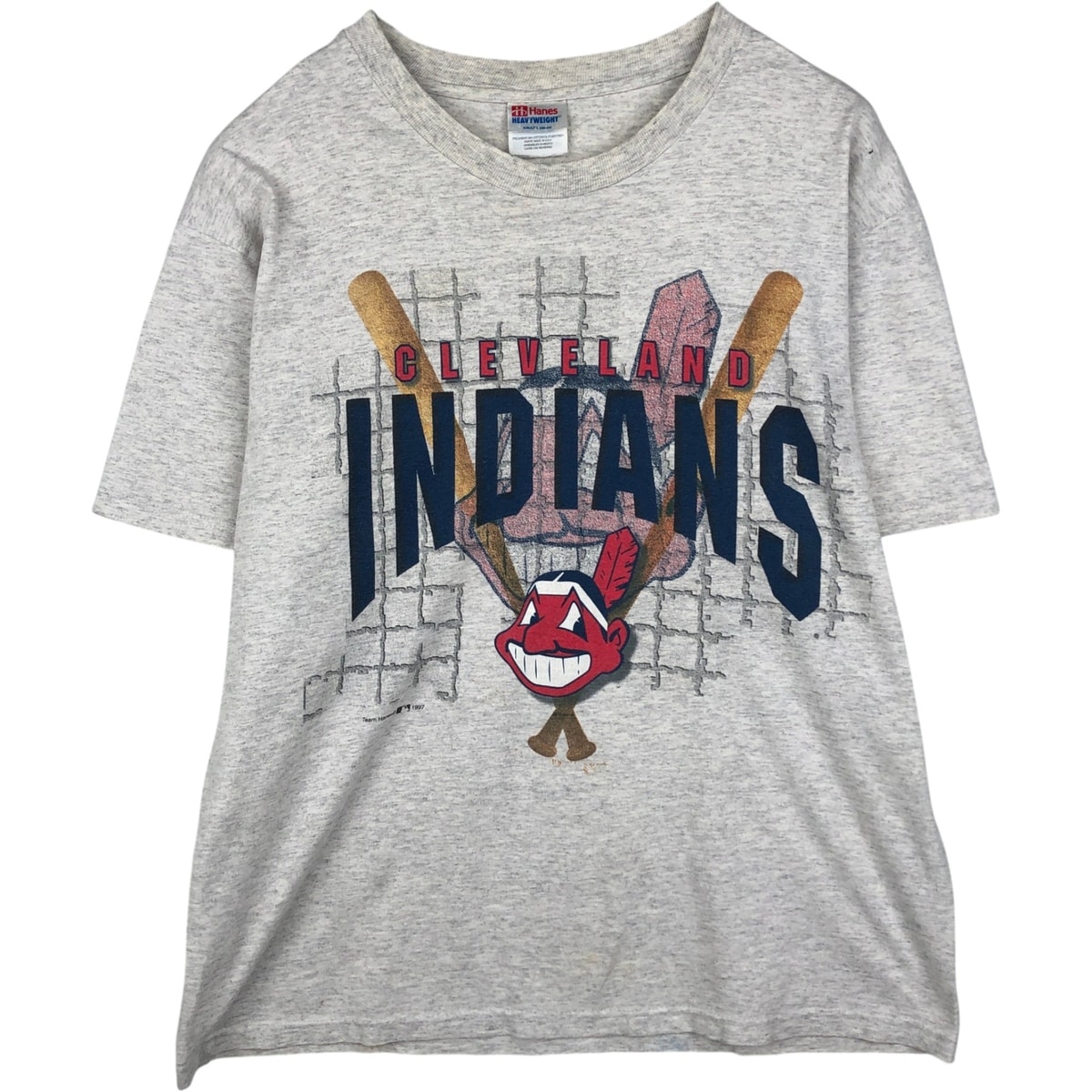 古着 90年代 ヘインズ Hanes HEAVYWEIGHT MLB CLEVELAND INDIANS クリーブランドインディアンス スポーツプリントTシャツ メンズL相当 ヴィンテージ/eaa637354