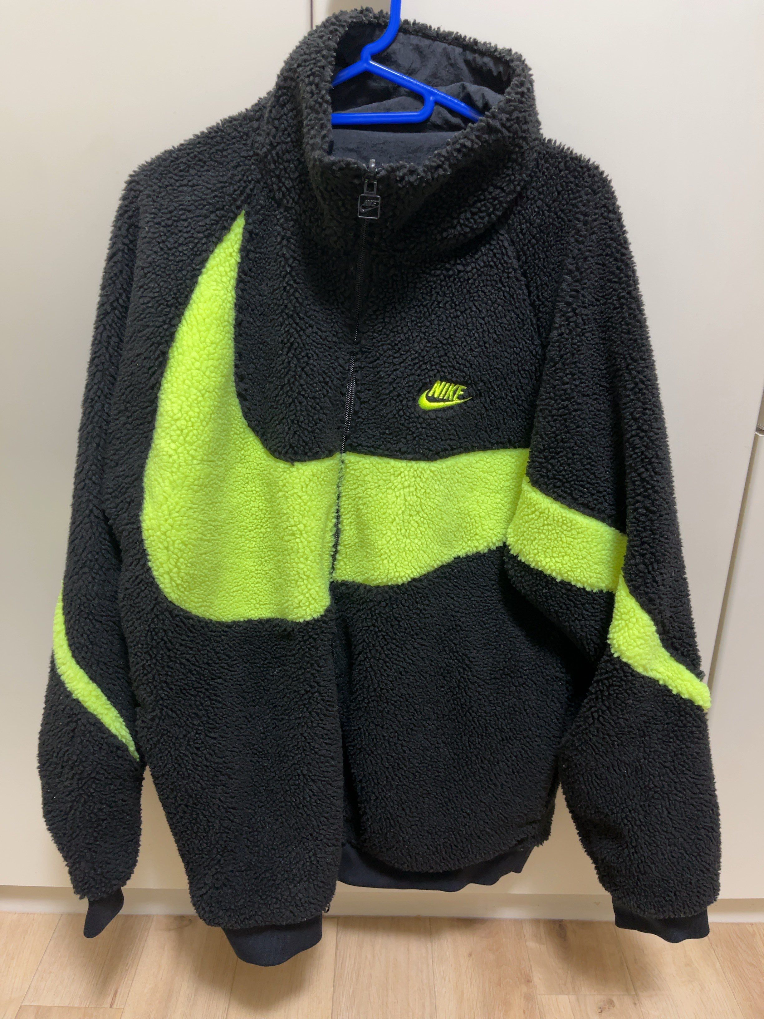 Nike Big Swoosh Reversible Boa Jacket"Black Neon"