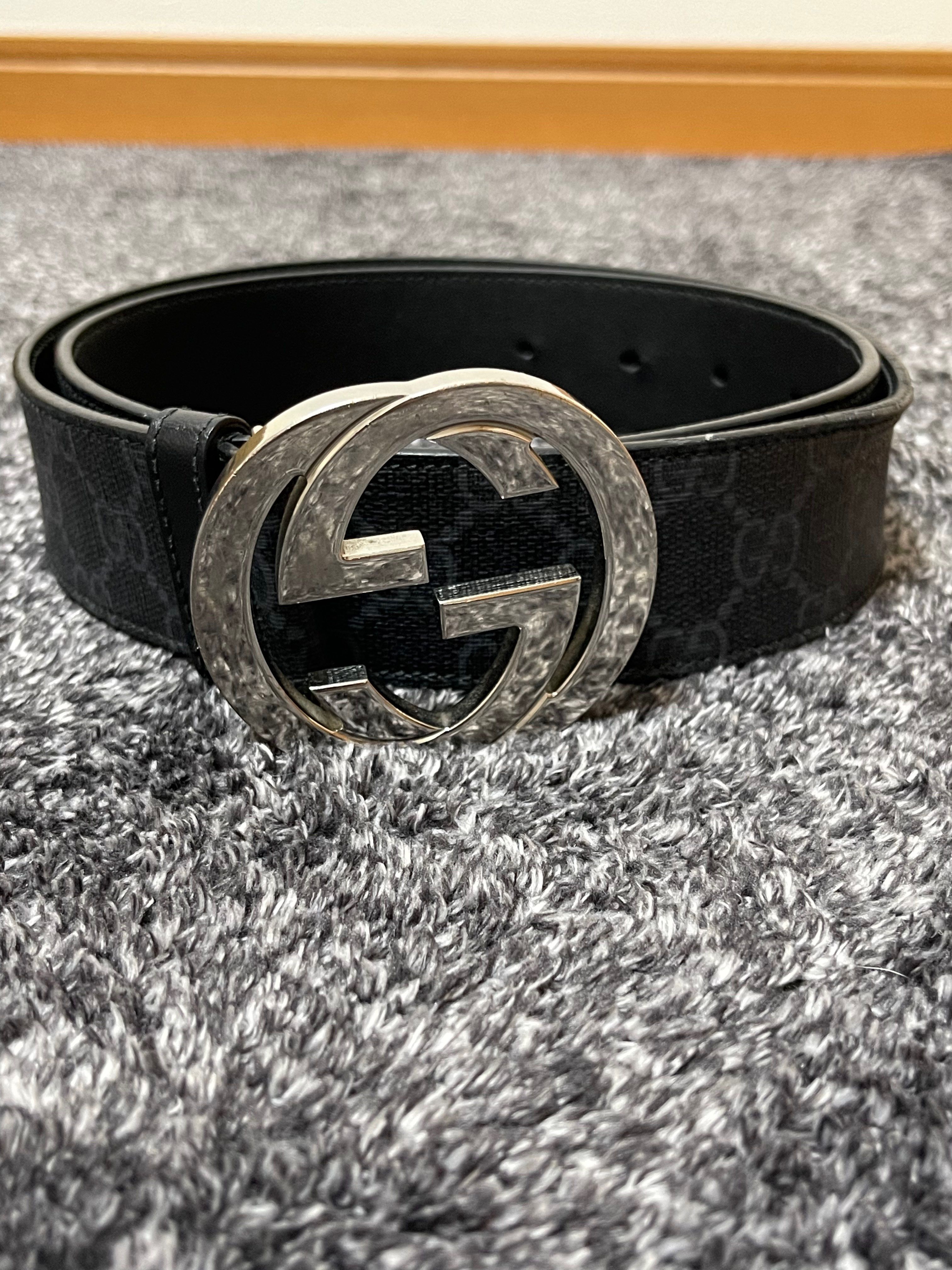 GUCCI GG Supreme Canvas Belt ”Black/Gray”