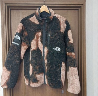 Supreme x The North Face Bleached Denim Print Fleece Jacket "Black"